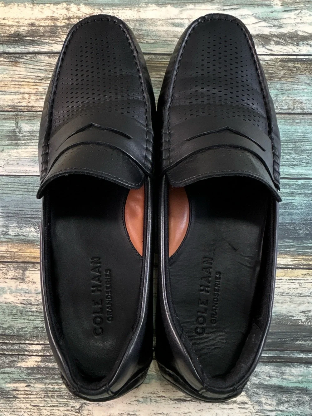 Cole Haan Grand Laser Penny Driving Loafer Mens Size 10.5M Black Leather